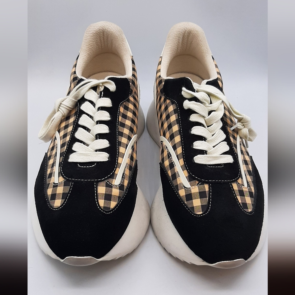 Good News Kook Chunky Mens Sneakers Black Gingham Shoes Size 43 NEW Regular $270